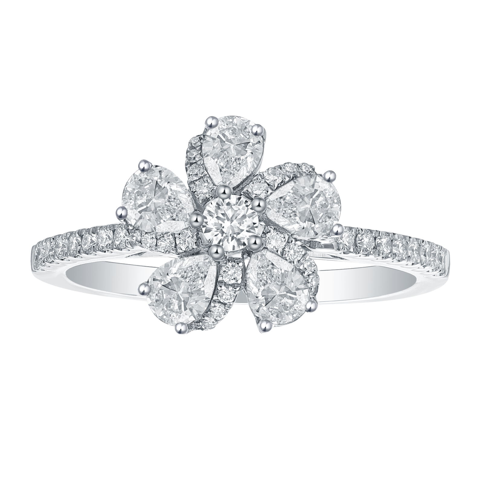 Salon Diamond Flower Ring in White Gold | Maison Birks